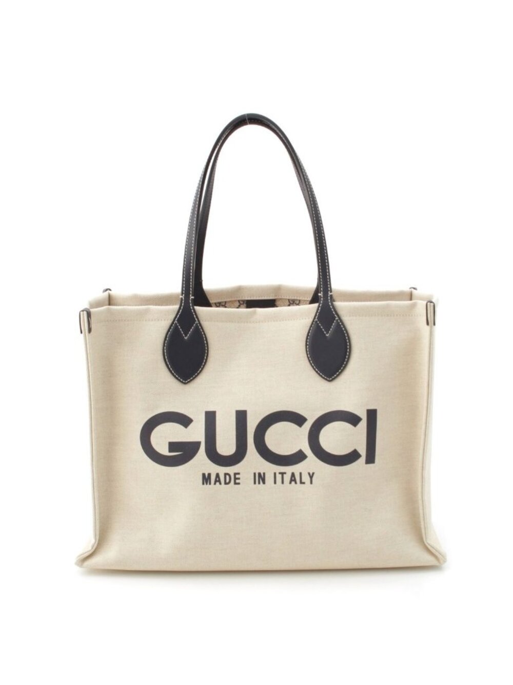 Gucci GG Supreme Canvas Logo Print Tote Ivory